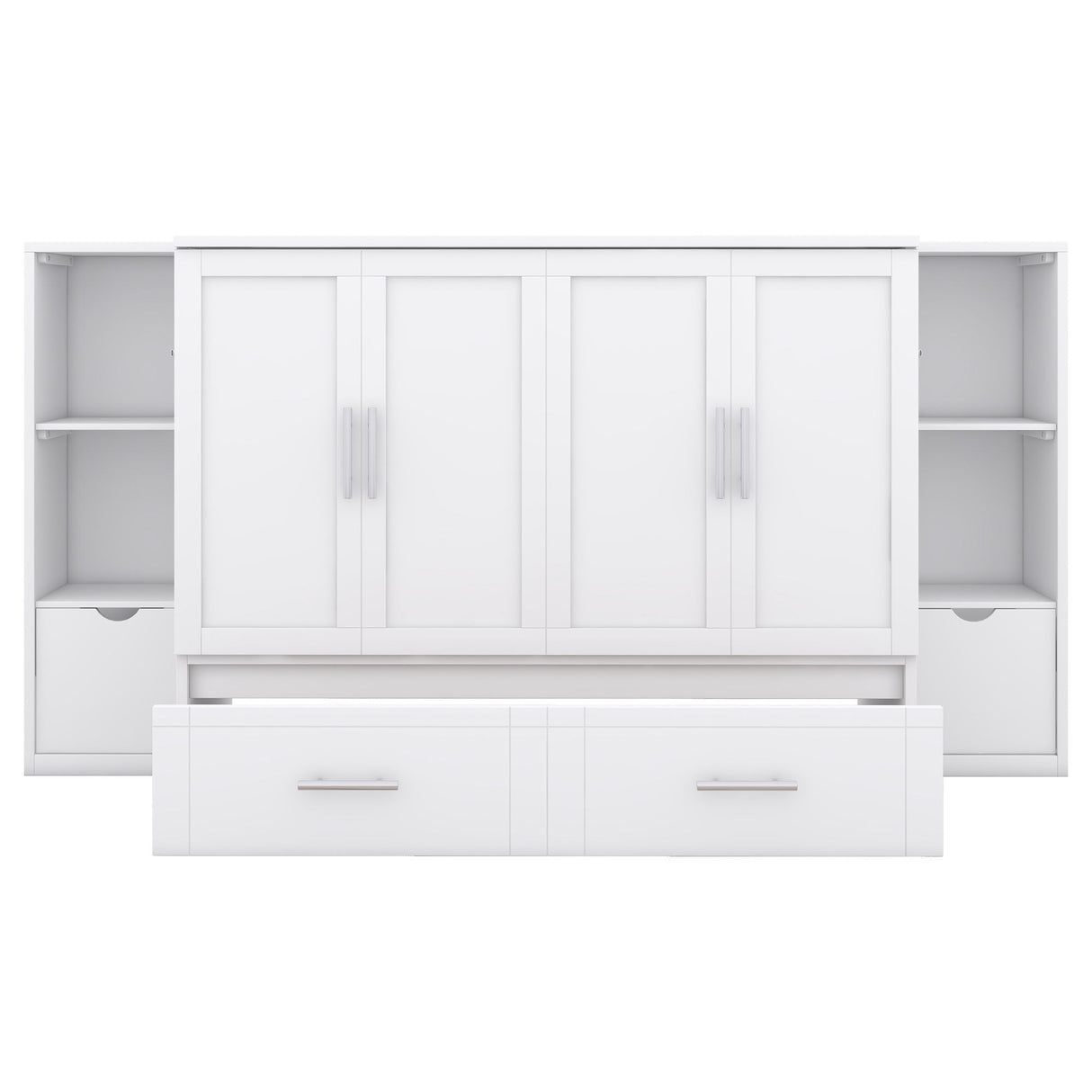 Murphy Bed With Shelves, Drawers And USB Ports