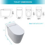 Smart Toilet With Bidet Built In, Auto Open & Close, Elongated Heated Seat, Foot Sensor Flush, LED Display, Warm Water Wash - White