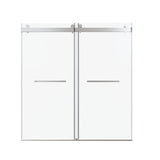 Frameless Double Sliding Soft Close Shower Door, Tempered Glass