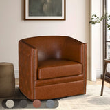 Tufted Barrel Swivel Chair With 360 Degree Swivel Functionality - Brown