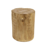 Hand Painted Wood Stump Style Outdoor Side Table - Light Brown