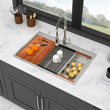 Topmount Drop In Kitchen Sink, Double Bowl 50 / 50 - Brushed Nickel