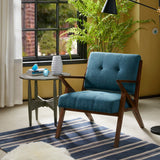 Lounge Chair With Tufted Upholstery And Solid Wood Frame