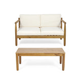 Outdoor Seating Set With Coffee Table And Loveseat - Teak