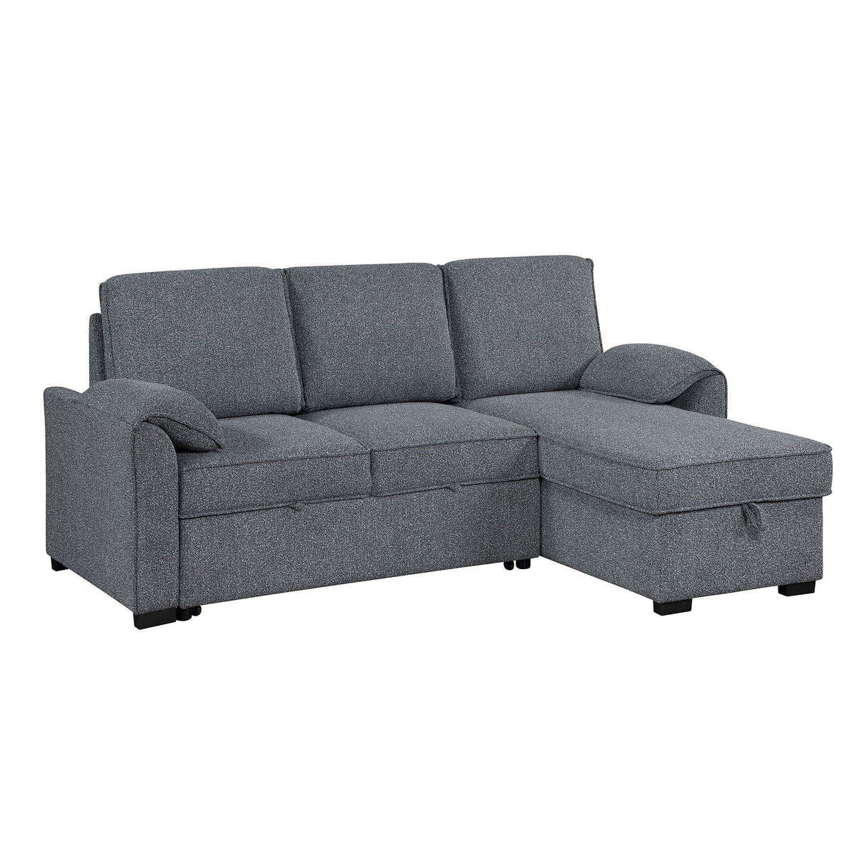 Rebecca - Sofa With Pull Out Bed, Storage Chaise, USB And Cup Holders - Dark Gray