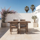 5 Piece Outdoor Dining Set For 4, Patio Table With Umbrella Hole And 4 Armrest Chairs For Backyard, Lawn, Deck, Or Poolside - Brown