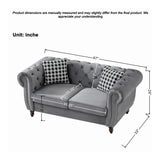 Chesterfield Velvet Upholstery Fabric Loveseat With Roll Armrest And Nailhead