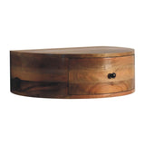 Large Wall Mounted Rounded Bedside Table - Beige
