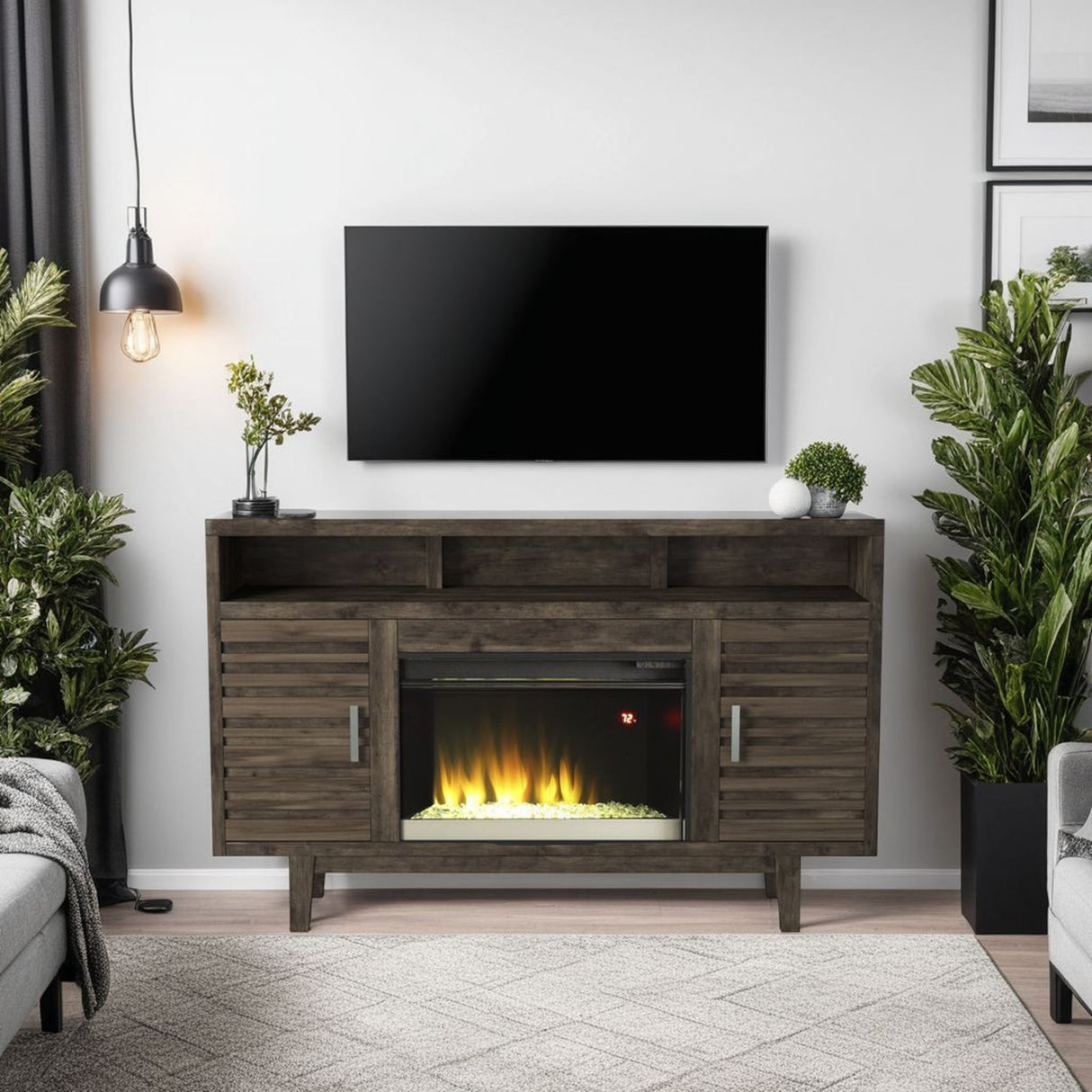 Avondale - Electric Fireplace TV Console For TVs Up To 70" - Charcoal Brown