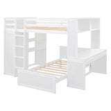 Loft Bed With A Twin Size Standalone Bed, Shelves, Desk, And Wardrobe