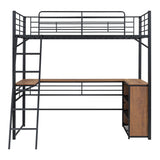 Loft Bed & 3 Layers Of Shelves And L-Shaped Desk
