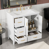 Bathroom Vanity With Sink, Soft Closing Doors & Drawers, Metal Handles