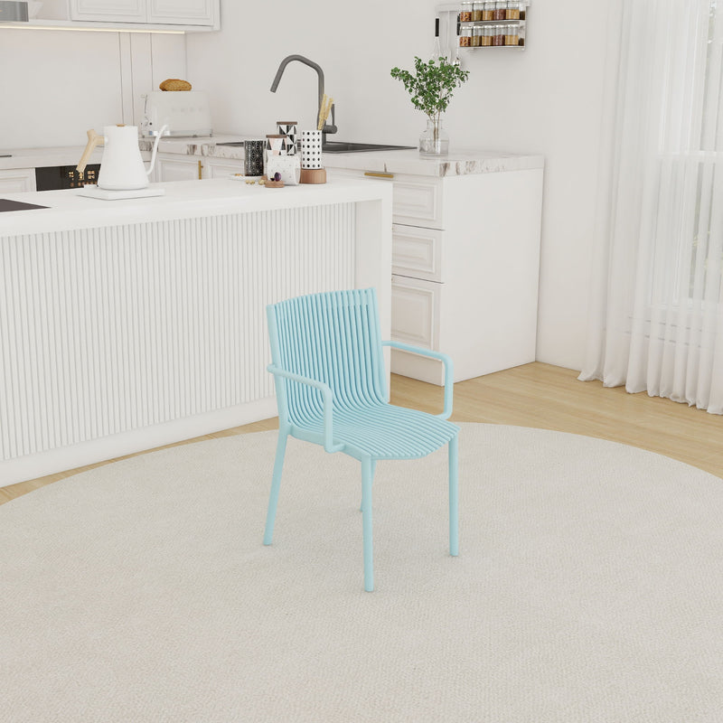 4 Piece Stackable Single Chairs With Vertical Stripe Design For All Weather