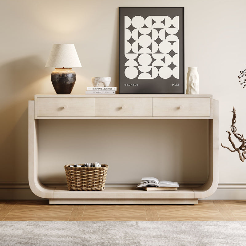 Console Table With 3 Drawers, Display Shelf
