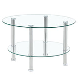 Contemporary Minimalist Double Layer Tempered Glass Coffee Table
