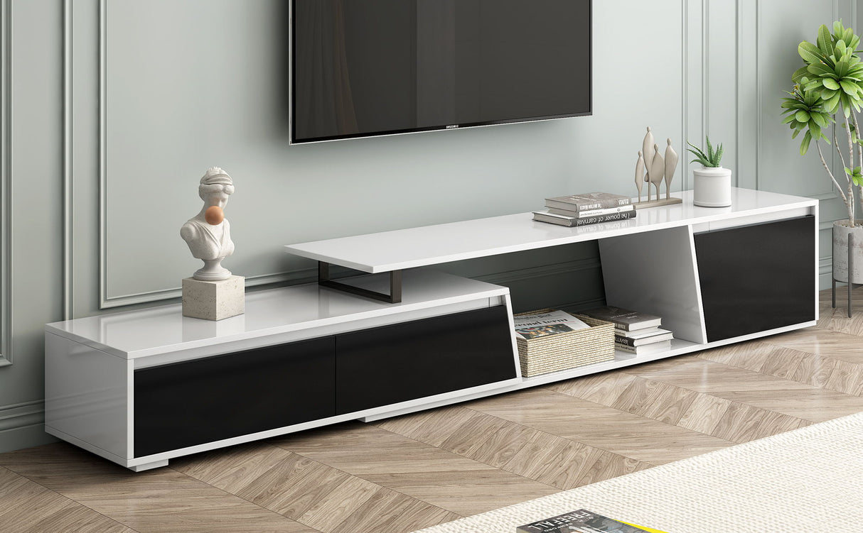 Minimalist Rectangle Extendable TV Cabinet With 2 Drawers And 1 Cabinet