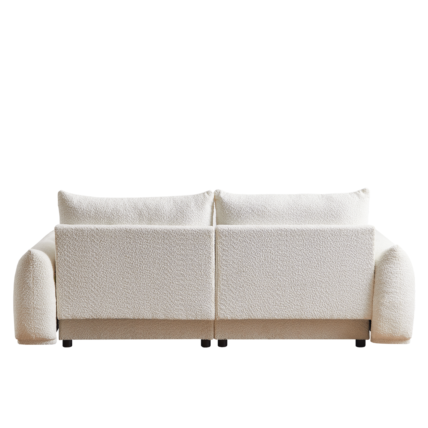 Lamb's wool 2-seater cushion sofa 90'' comfortable sofa for living room Bedroom and other casual spaces Lamb's wool sofa with 2 cushions and 2 ball pillows. (BEIGE)two sets