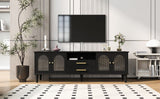 Retro TV Stand With Fluted Glass Doors