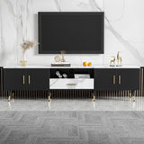 Modern TV Stand With 2 Cabinets & Open Compartments, Entertainment Center For Tvs Up To 80''