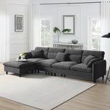 Modern Convertible Sectional Sofa L Shaped Reversible Couch Set With Free Pillows 5 Seat Cloud With Ottoman