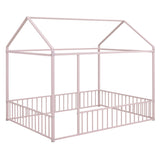 Metal Bed House Bed Frame With Fence