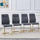 Modern Legged Upholstered Dining Chairs (Set of 4) Artificial For Kitchen And Office - Gray