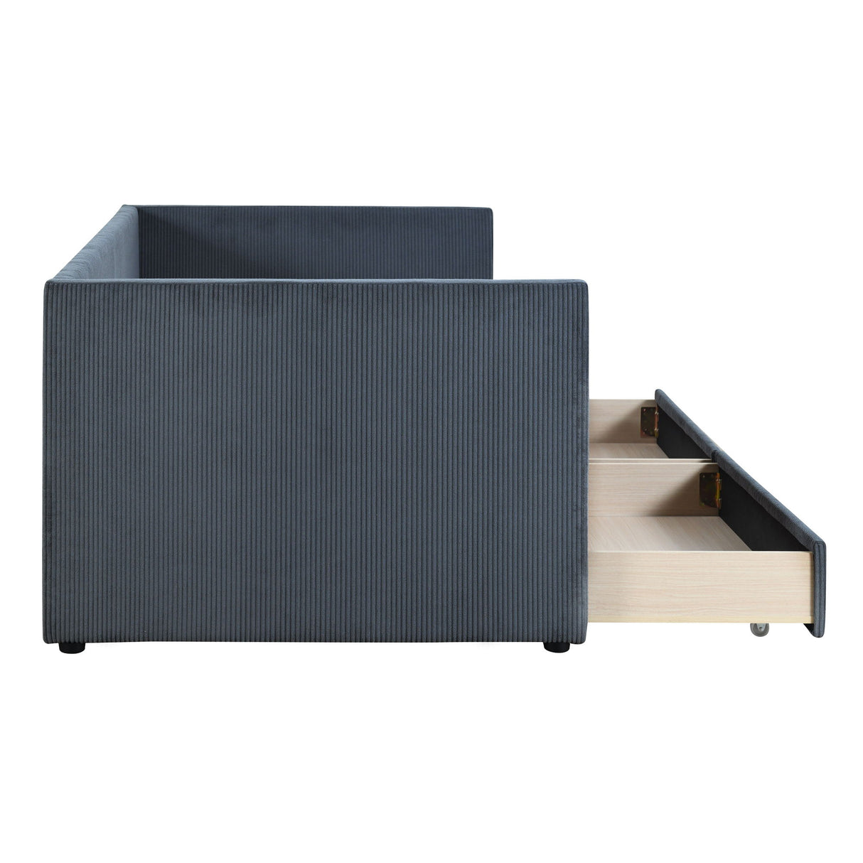 Corduroy Daybed With Two Drawers And Wood Slat