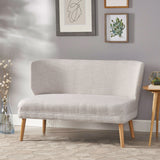 Elegant Classic Upholstered Loveseat With Curved Backrest