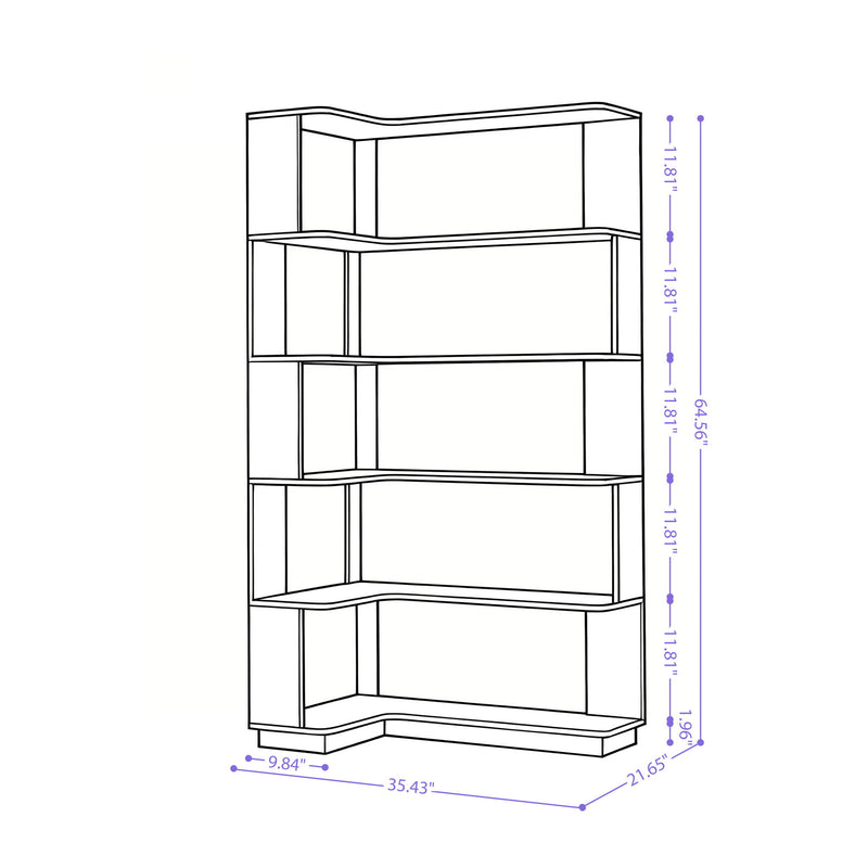 L-Shaped Design Corner Bookshelf