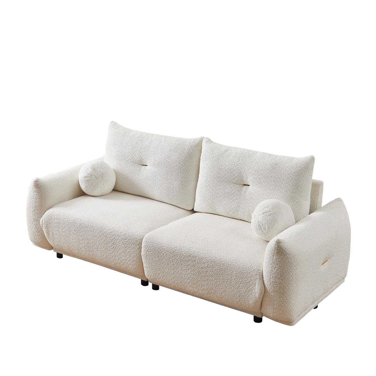 Lamb's wool 2-seater cushion sofa 90'' comfortable sofa for living room Bedroom and other casual spaces Lamb's wool sofa with 2 cushions and 2 ball pillows. (BEIGE)two sets