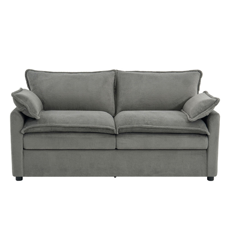 Modern Loveseat Sofa, Upholstered Couch With Side Storage Pockets