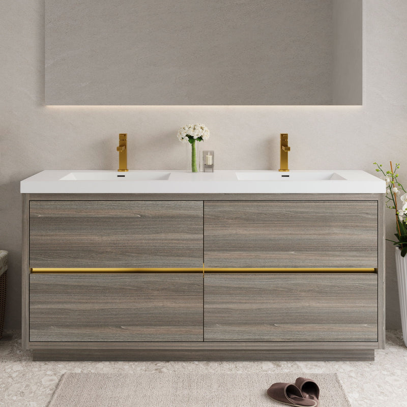 Bathin Freestanding Bathroom Vanity With Double Sinks, Bathroom Storage Vanity Cabinet With Stone Resin Countertop And Soft Close Drawers
