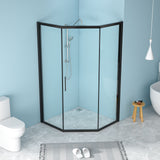 Diamond Shaped Corner Shower Door, Inward Sliding, Stainless Steel Frame