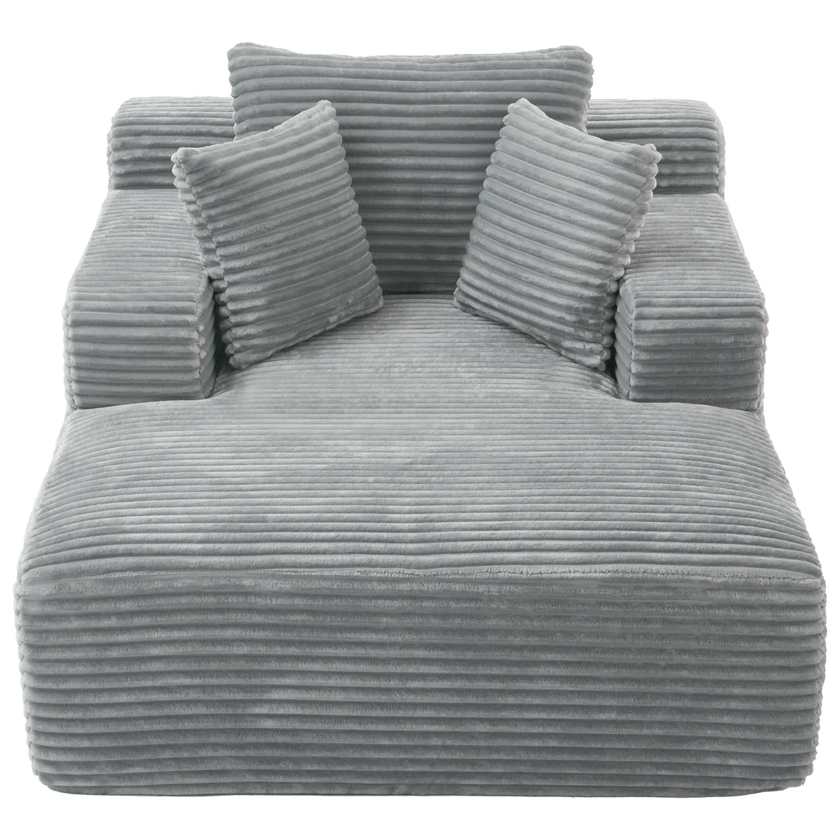 Modern Full Compressed Chaise Lounge Sofa Bed With Removable Pillows, Upholstered - Gray