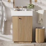Bathroom Vanity With Sink, Freestanding Wood Grain Cabinet With Storage