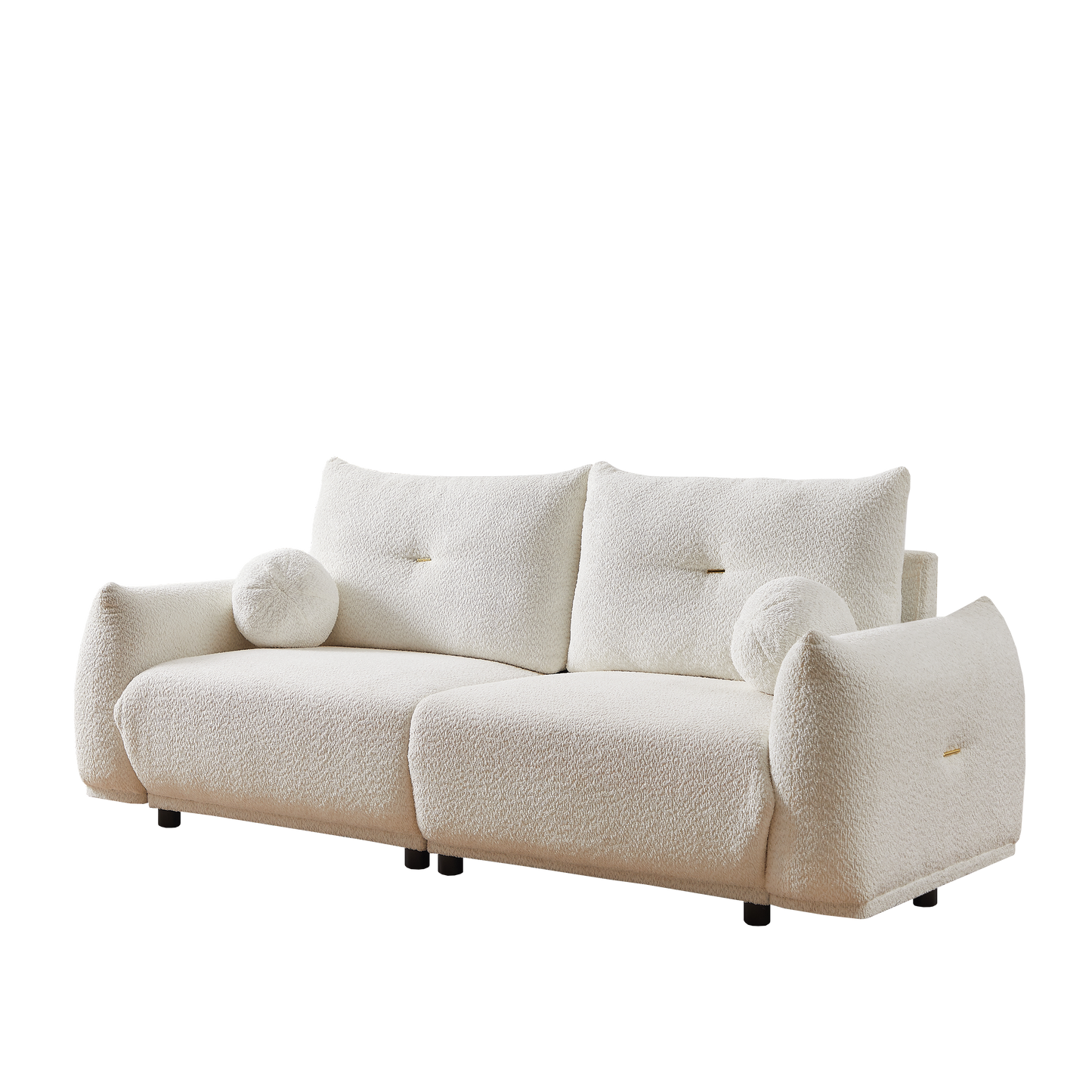 Lamb's wool 2-seater cushion sofa 90'' comfortable sofa for living room Bedroom and other casual spaces Lamb's wool sofa with 2 cushions and 2 ball pillows. (BEIGE)two sets