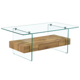 Modern 2 Tier Square Coffee Table, Elegant Marble Pattern