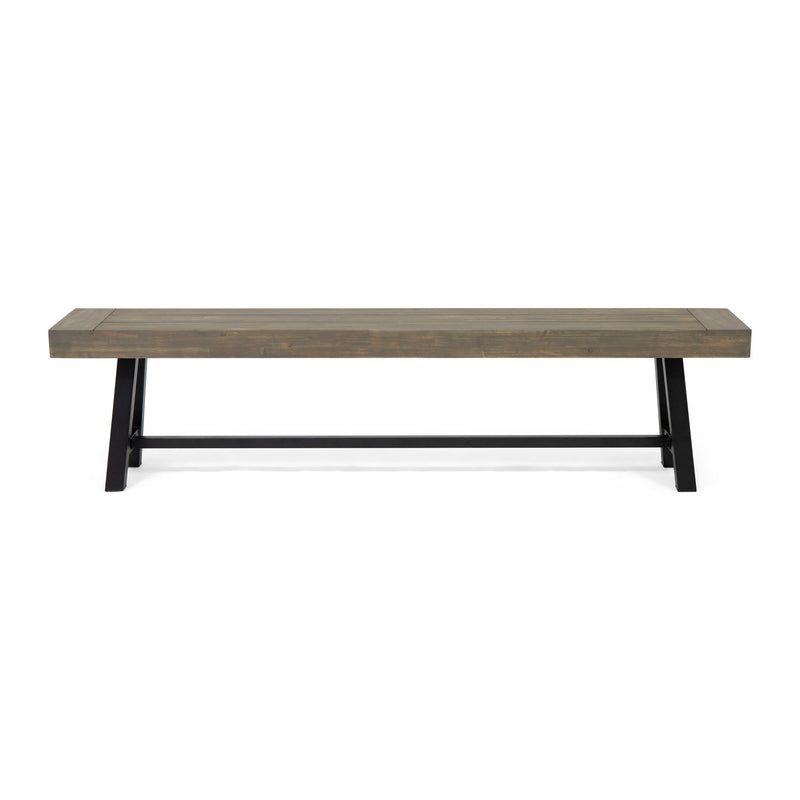 Outdoor Patio Bench - Gray / Rustic Metal
