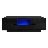 Modern High Glossy Rectangle Coffee Table With 16 Color LED Lights For Living Room