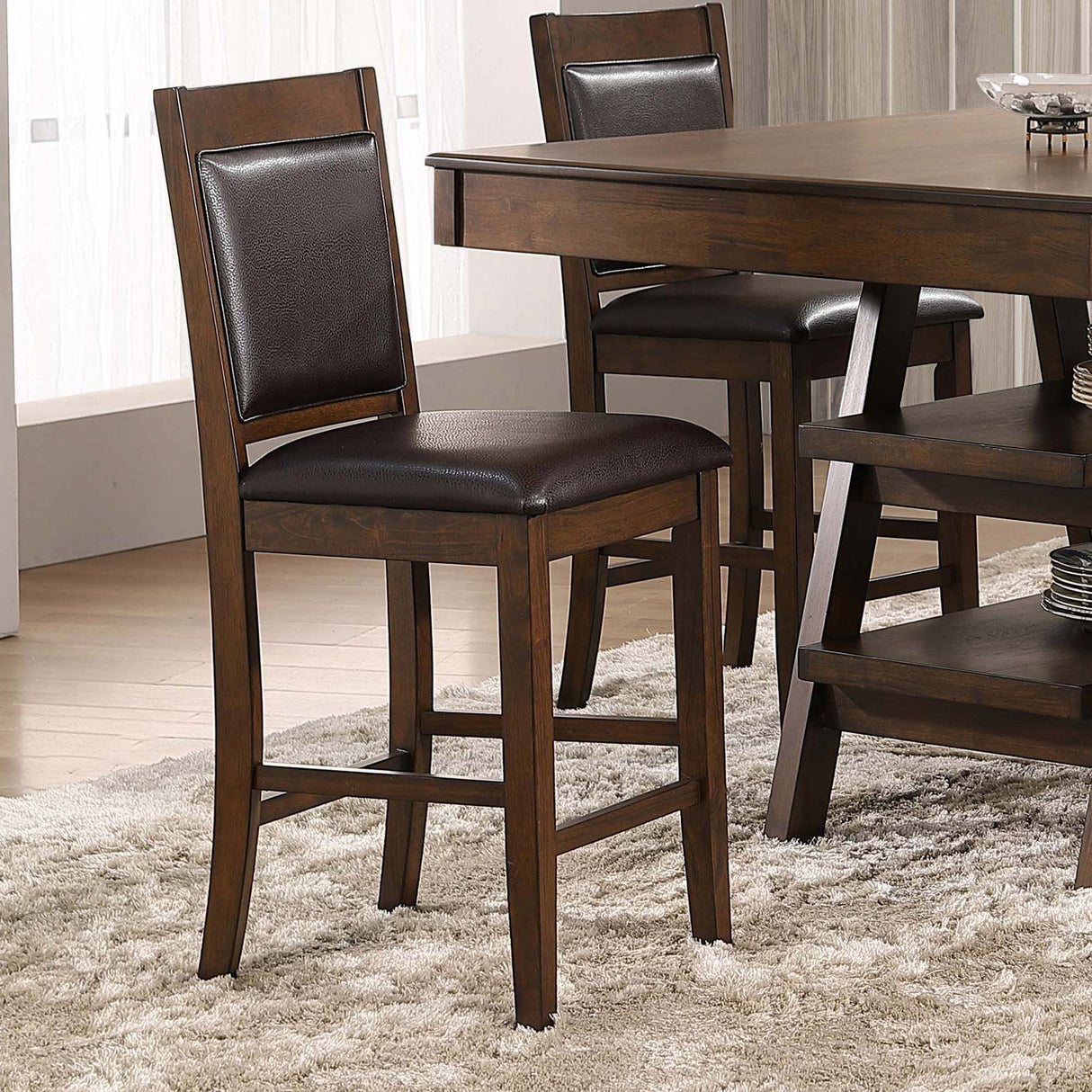 Upholstered Counter Height Chair (Set of 2) - Brown / Walnut
