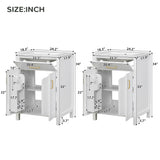 Modern Bathroom Vanity With Ceramic Sink, Soft-Close Doors, Flip Drawer, U-Shaped Shelves, Elegant Storage Solution