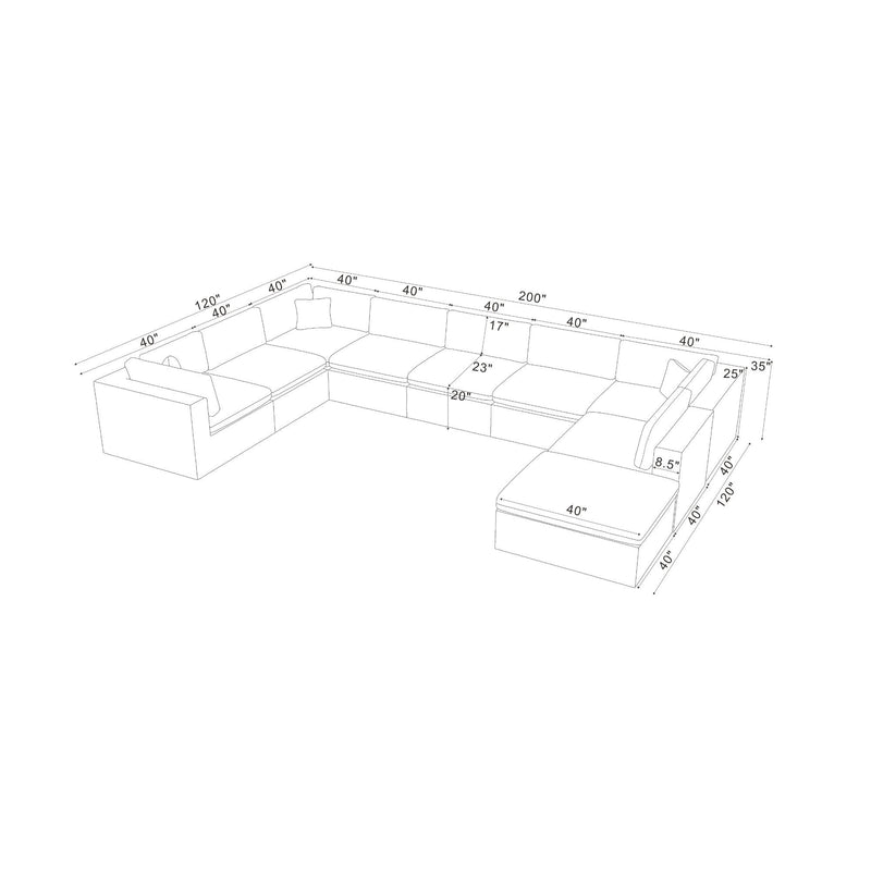 Custom Configuration Modular Sectional With Toss Pillows