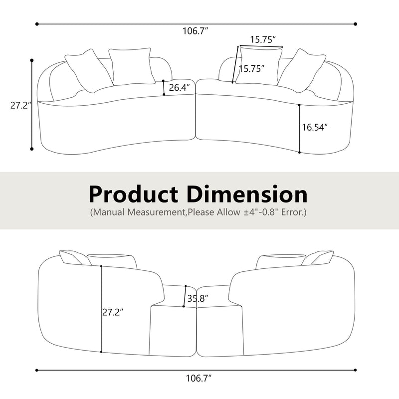 Curved 4 Seater Full Compression Sponge Sofa