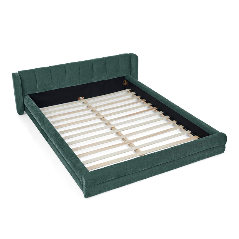 Modern Upholstered Bed Frame With Thick Fabric And Headboard