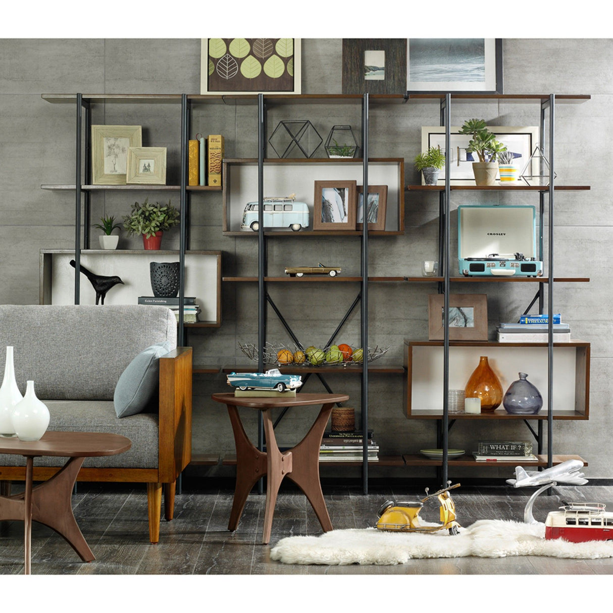 Triangle Wood Coffee Table Mid-Century Modern Design