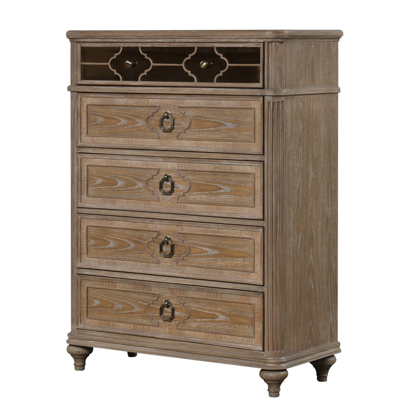 1 Piece Chest, Back Dovetail Drawers, Bedroom Furniture - Oak / Rustic