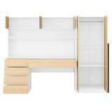 2 Door Storage Desk Wardrobe For Bedroom With Shelves And Drawers