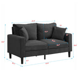 Modern Upholstered Loveseat Sofa With High Resilience, Wooden Frame - Dark Gray