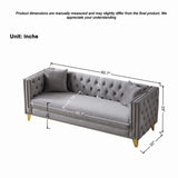 3 And 3 Seater Deep Seat Sofa With Button Nailhead And Square Arm Design - Gray