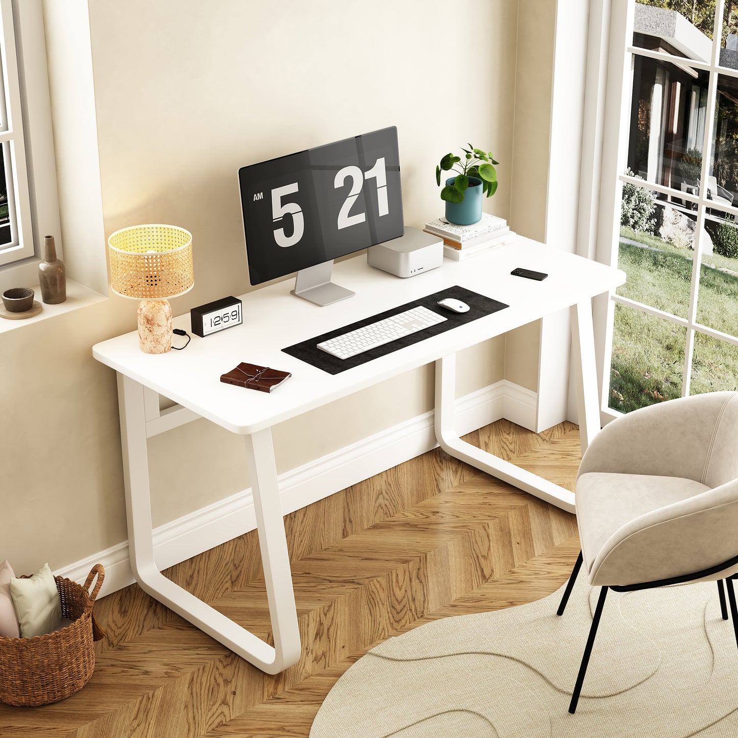 L39.3inch Computer Desk Modern Simple Style Desk for Home Office,  Small Writing Table Study Corner Work Desk for Bedroom